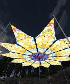 Ganesha Blessing - 12 Petals Canopy Set - UV-Reactive Flurescent Ceiling Decoration - 3D-Preview