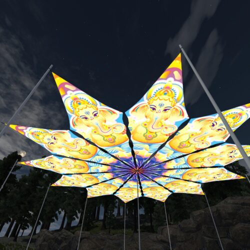 Ganesha Blessing - 12 Petals Canopy Set - UV-Reactive Flurescent Ceiling Decoration - 3D-Preview