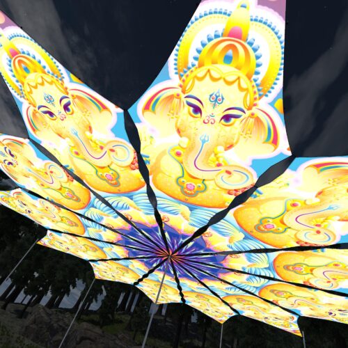 Ganesha Blessing - 12 Petals Canopy Set - UV-Reactive Flurescent Ceiling Decoration - 3D-Preview