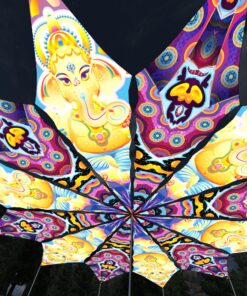 Ganesha Blessing and Space Serpents - 12 Petals Canopy Set - UV-Reactive Flurescent Ceiling Decoration - 3D-Preview