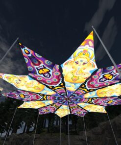 Ganesha Blessing and Space Serpents - 12 Petals Canopy Set - UV-Reactive Flurescent Ceiling Decoration - 3D-Preview