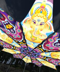 Ganesha Blessing and Space Serpents - 12 Petals Canopy Set - UV-Reactive Flurescent Ceiling Decoration - 3D-Preview