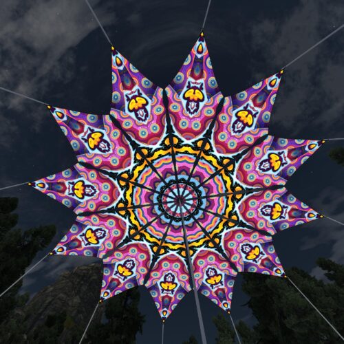 Space Serpents - 12 Petals Canopy Set - UV-Reactive Flurescent Ceiling Decoration - 3D-Preview