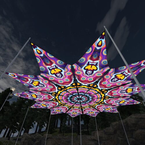 Space Serpents - 12 Petals Canopy Set - UV-Reactive Flurescent Ceiling Decoration - 3D-Preview