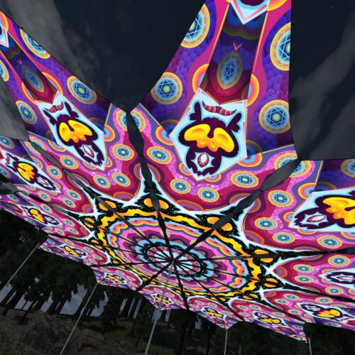 Space Serpents - 12 Petals Canopy Set - UV-Reactive Flurescent Ceiling Decoration - 3D-Preview