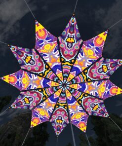 Space Serpents and Electric Madness - 12 Petals Canopy Set - UV-Reactive Flurescent Ceiling Decoration - 3D-Preview