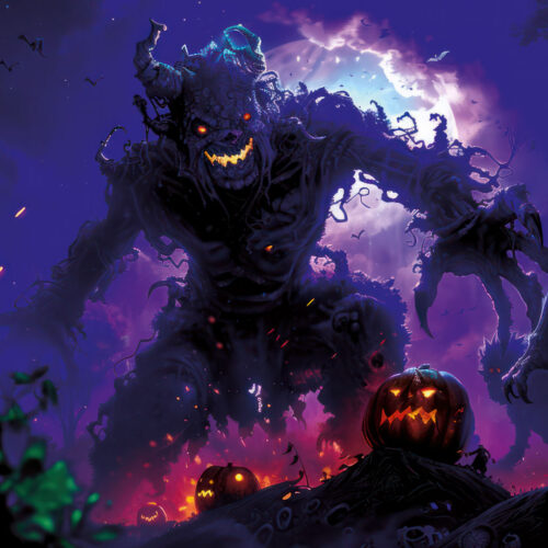 Halloween Backdrop Walking Zombies HL-WZM003 - Colorful UV Backdrop XL Dark Tapestry Psychedelic UV-Reactive Fluorescent Wall Art