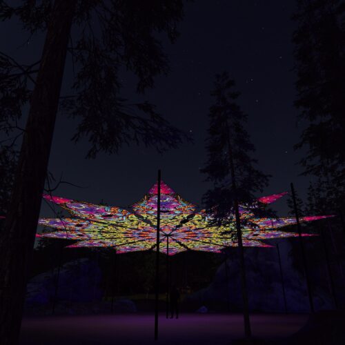 Monkeys - 12 Petals Canopy Set - UV-Reactive Flurescent Ceiling Decoration - 3D-Preview