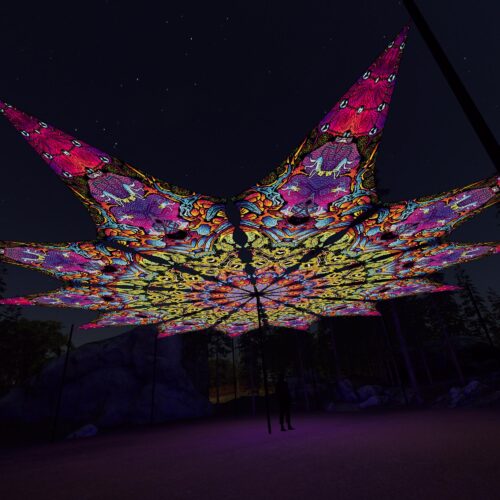 Monkeys - 12 Petals Canopy Set - UV-Reactive Flurescent Ceiling Decoration - 3D-Preview