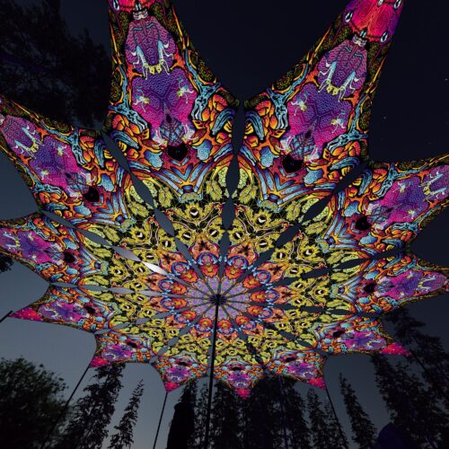 Monkeys - 12 Petals Canopy Set - UV-Reactive Flurescent Ceiling Decoration - 3D-Preview