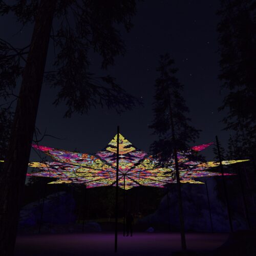 Monkeys and Temples - 12 Petals Canopy Set - UV-Reactive Flurescent Ceiling Decoration - 3D-Preview