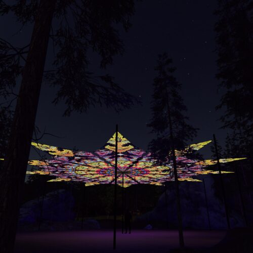 Temples - 12 Petals Canopy Set - UV-Reactive Flurescent Ceiling Decoration - 3D-Preview