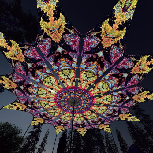 Temples - 12 Petals Canopy Set - UV-Reactive Flurescent Ceiling Decoration - 3D-Preview