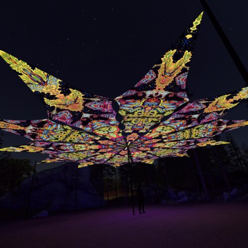 Temples and Union - 12 Petals Canopy Set - UV-Reactive Flurescent Ceiling Decoration - 3D-Preview