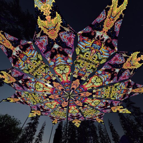 Temples and Union - 12 Petals Canopy Set - UV-Reactive Flurescent Ceiling Decoration - 3D-Preview