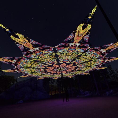 Union - 12 Petals Canopy Set - UV-Reactive Flurescent Ceiling Decoration - 3D-Preview
