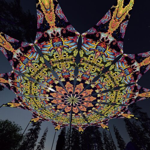 Union - 12 Petals Canopy Set - UV-Reactive Flurescent Ceiling Decoration - 3D-Preview