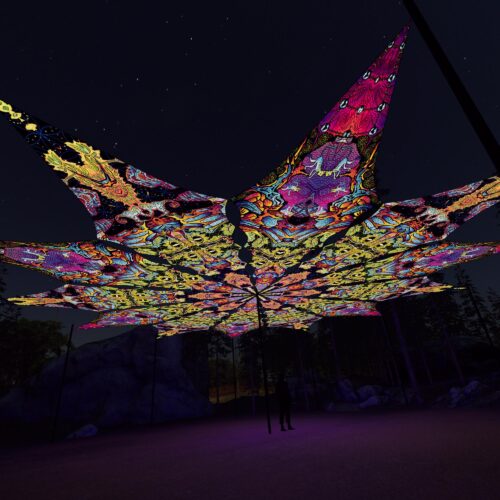 Union and Monkeys - 12 Petals Canopy Set - UV-Reactive Flurescent Ceiling Decoration - 3D-Preview