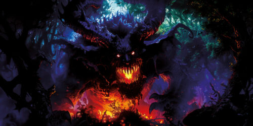Halloween Backdrop Evil Demons HL-DMN001 - Colorful UV Backdrop XL Dark Tapestry Psychedelic UV-Reactive Fluorescent Wall Art