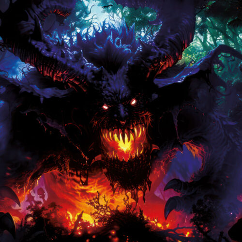 Halloween Backdrop Evil Demons HL-DMN001 - Colorful UV Backdrop XL Dark Tapestry Psychedelic UV-Reactive Fluorescent Wall Art