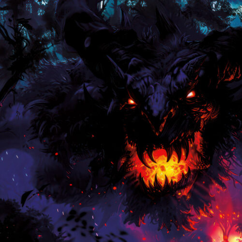 Halloween Backdrop Evil Demons HL-DMN002 - Colorful UV Backdrop XL Dark Tapestry Psychedelic UV-Reactive Fluorescent Wall Art