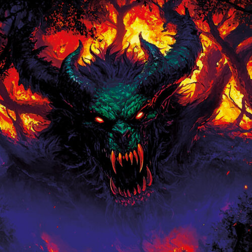 Halloween Backdrop Evil Demons HL-DMN004 - Colorful UV Backdrop XL Dark Tapestry Psychedelic UV-Reactive Fluorescent Wall Art