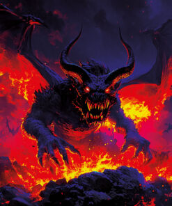 Halloween Backdrop Evil Demons HL-DMN005 - Colorful UV Backdrop XL Dark Tapestry Psychedelic UV-Reactive Fluorescent Wall Art