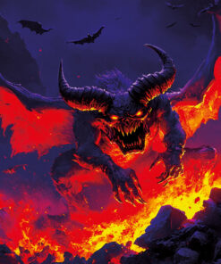 Halloween Backdrop Evil Demons HL-DMN006 - Colorful UV Backdrop XL Dark Tapestry Psychedelic UV-Reactive Fluorescent Wall Art