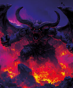 Halloween Backdrop Evil Demons HL-DMN007 - Colorful UV Backdrop XL Dark Tapestry Psychedelic UV-Reactive Fluorescent Wall Art