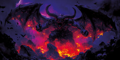 Halloween Backdrop Evil Demons HL-DMN007 - Colorful UV Backdrop XL Dark Tapestry Psychedelic UV-Reactive Fluorescent Wall Art