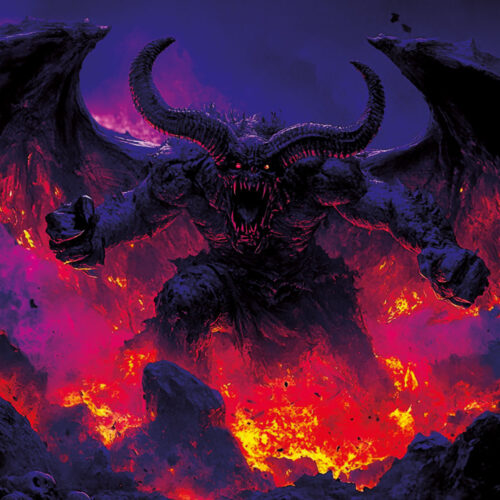 Halloween Backdrop Evil Demons HL-DMN007 - Colorful UV Backdrop XL Dark Tapestry Psychedelic UV-Reactive Fluorescent Wall Art