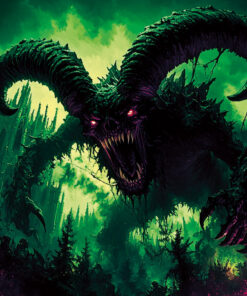 Halloween Backdrop Evil Demons HL-DMN008 - Colorful UV Backdrop XL Dark Tapestry Psychedelic UV-Reactive Fluorescent Wall Art