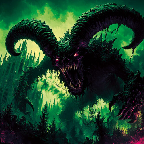 Halloween Backdrop Evil Demons HL-DMN008 - Colorful UV Backdrop XL Dark Tapestry Psychedelic UV-Reactive Fluorescent Wall Art