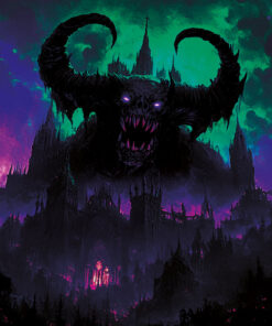 Halloween Backdrop Evil Demons HL-DMN009 - Colorful UV Backdrop XL Dark Tapestry Psychedelic UV-Reactive Fluorescent Wall Art