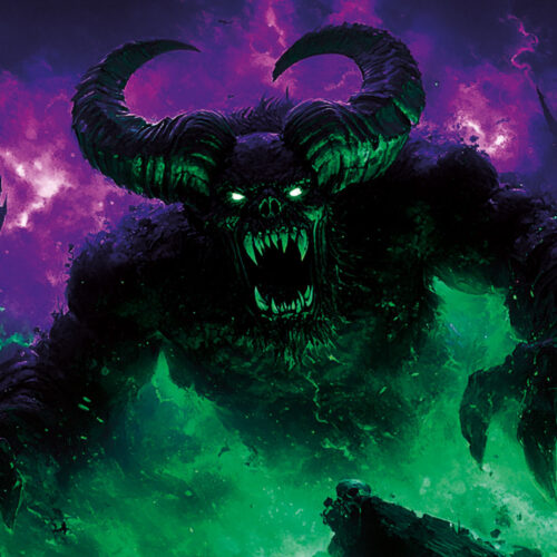 Halloween Backdrop Evil Demons HL-DMN010 - Colorful UV Backdrop XL Dark Tapestry Psychedelic UV-Reactive Fluorescent Wall Art