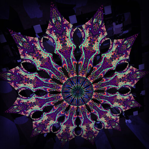 Emerald Scales - 12 Petals Canopy Set - UV-Reactive Flurescent Ceiling Decoration - 3D-Preview