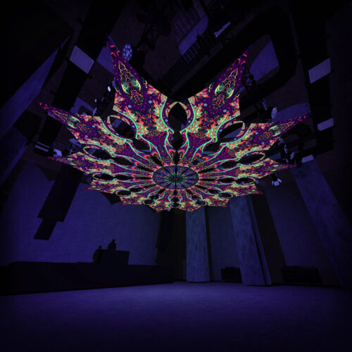 Emerald Scales - 12 Petals Canopy Set - UV-Reactive Flurescent Ceiling Decoration - 3D-Preview