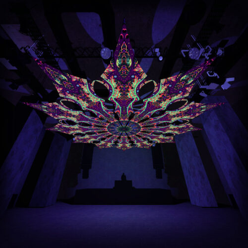 Emerald Scales - 12 Petals Canopy Set - UV-Reactive Flurescent Ceiling Decoration - 3D-Preview