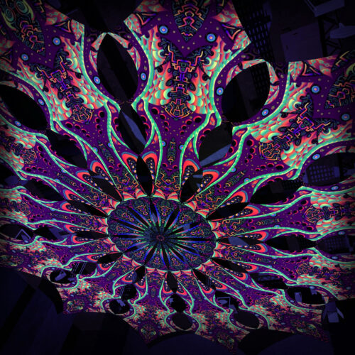 Emerald Scales - 12 Petals Canopy Set - UV-Reactive Flurescent Ceiling Decoration - 3D-Preview