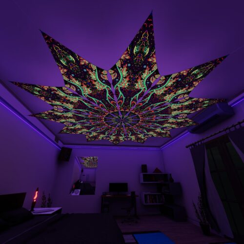 Emerald Scales - 12 Petals Canopy Set - UV-Reactive Flurescent Ceiling Decoration - 3D-Preview