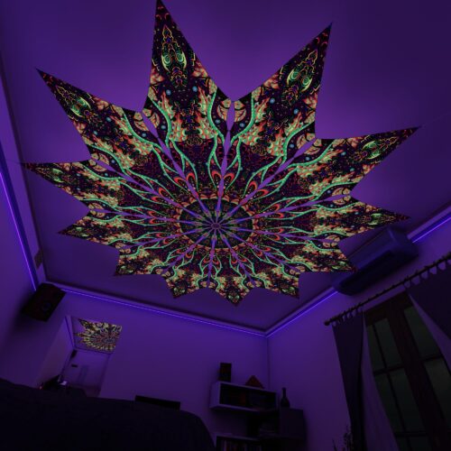 Emerald Scales - 12 Petals Canopy Set - UV-Reactive Flurescent Ceiling Decoration - 3D-Preview