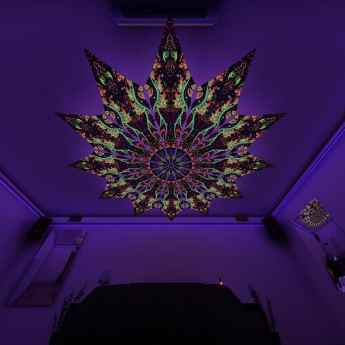Emerald Scales - 12 Petals Canopy Set - UV-Reactive Flurescent Ceiling Decoration - 3D-Preview