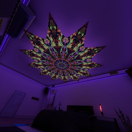 Emerald Scales - 12 Petals Canopy Set - UV-Reactive Flurescent Ceiling Decoration - 3D-Preview