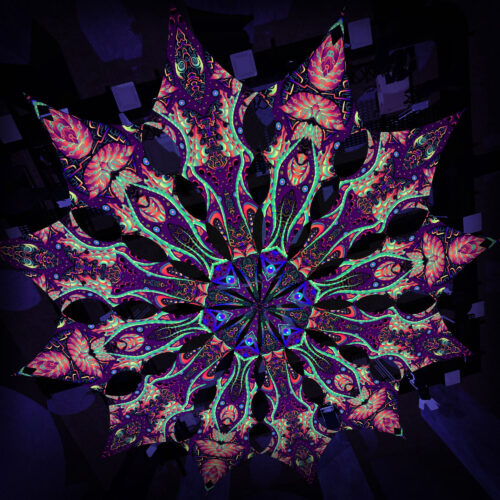 Emerald Scales and Tropical Venom - 12 Petals Canopy Set - UV-Reactive Flurescent Ceiling Decoration - 3D-Preview