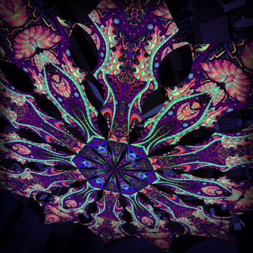 Emerald Scales and Tropical Venom - 12 Petals Canopy Set - UV-Reactive Flurescent Ceiling Decoration - 3D-Preview