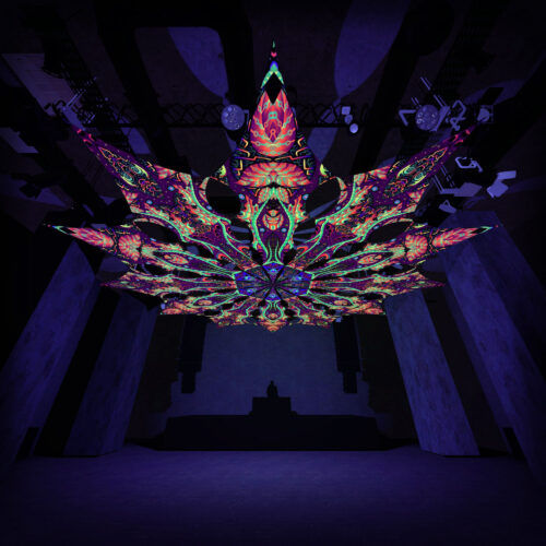 Emerald Scales and Tropical Venom - 12 Petals Canopy Set - UV-Reactive Flurescent Ceiling Decoration - 3D-Preview