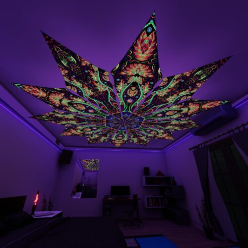 Emerald Scales and Tropical Venom - 12 Petals Canopy Set - UV-Reactive Flurescent Ceiling Decoration - 3D-Preview