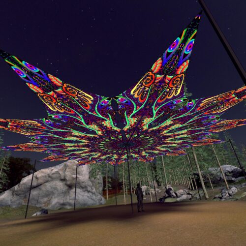 Jungle - 12 Petals Canopy Set - UV-Reactive Flurescent Ceiling Decoration - 3D-Preview