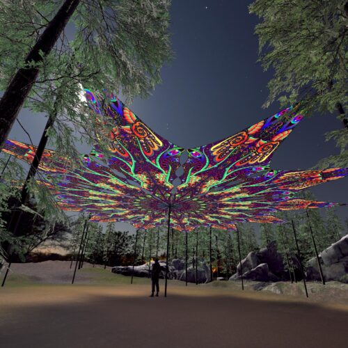 Jungle - 12 Petals Canopy Set - UV-Reactive Flurescent Ceiling Decoration - 3D-Preview