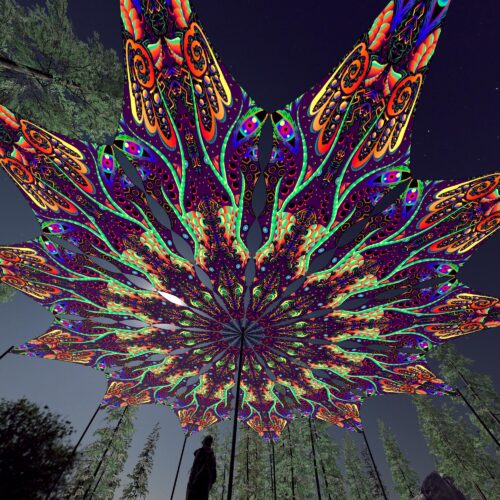 Jungle - 12 Petals Canopy Set - UV-Reactive Flurescent Ceiling Decoration - 3D-Preview